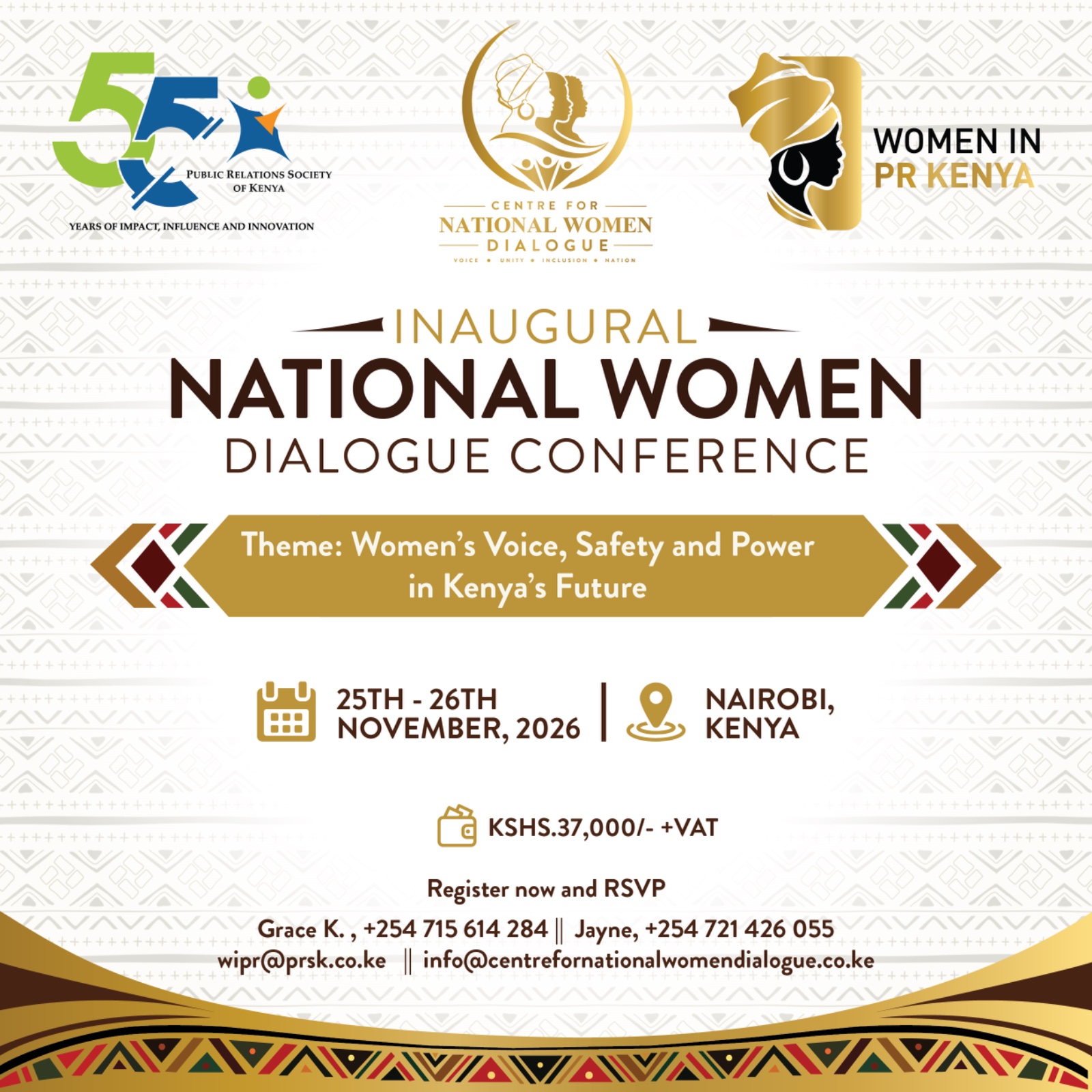 Inaugural National Women Dialogue Conference poster — Women's Voice, Safety and Power in Kenya's Future